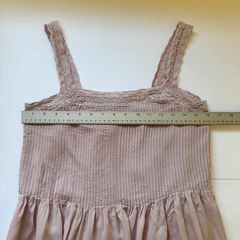 Aritzia Wilfred Leone Slip Mini Dress Pink La Boheme Crochet Pintuck Sz S - Picture 9 of 16